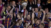 Barcelona meraih kemenangan 2-0 atas Sevilla pada final Copa del Rey yang berlangsung di Vicente Calderon, Madrid, Minggu (22/5/2016). (AFP/Josep Lago)