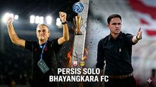 Duel pelatih Persis Solo versus Bhayangkara FC di BRI Super League musim ini. (Bola.com/Gemini)