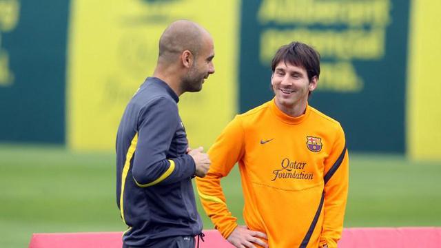 Pep Guardiola dan Lionel Messi saat di Barcelona