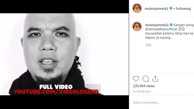 Mulan Jameela - Ahmad Dhani (Foto: Instagram/@mulanjameela1)