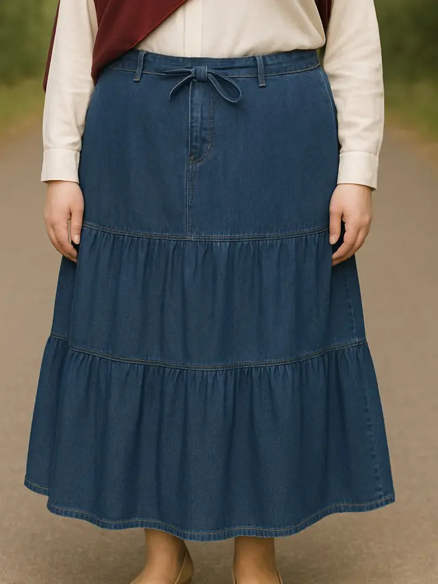 Rok Jeans untuk Orang Gemuk Berhijab (Foto: ChatGPT)