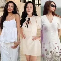Lihat di sini beberapa potret adu gaya OOTD artis pakai outfit serba putih.