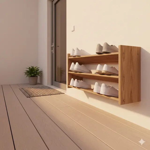 Desain Teras Rumah Sempit tapi Muat Rak Sepatu