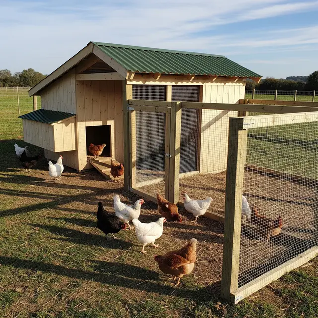 Model Kandang Ayam Umbaran dengan Area Berteduh (Image by Gemini AI)