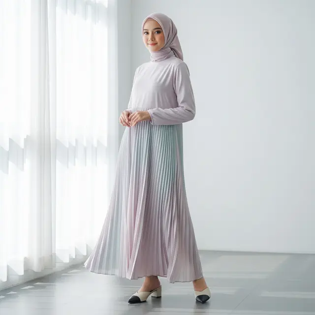 Model Gamis Terbaru Bahan Satin