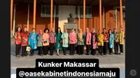 Annisa Pohan Dampingi Iriana Jokowi Kunjungan Kerja ke Makassar. Tampil Simpel dengan Gaun Hijau Tosca.&nbsp; foto: Insta Story @annisayudhoyono