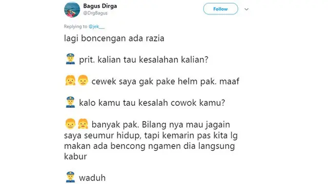 Obrolan Kocak Saat Pasangan Kekasih Ditilang Polisi, Siap-Siap Ketawa Geli