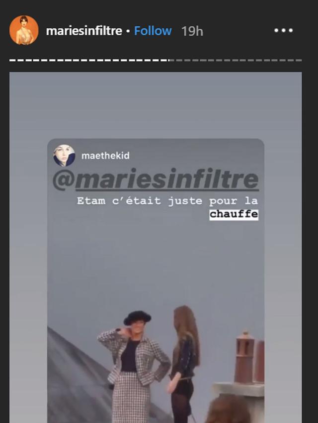 Marie Benoliel di Chanel fashion show (Instagram/ mariesinfiltre)