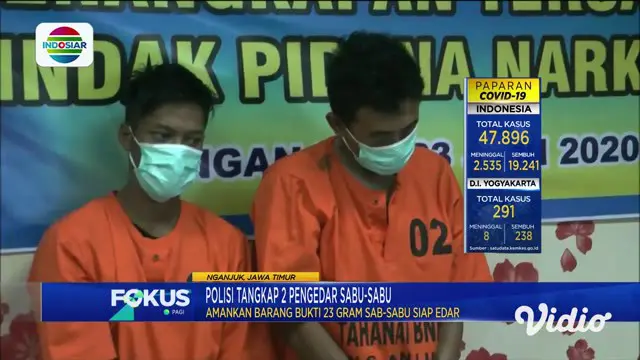 Petugas Badan Narkotika Nasional (BNN) Kabupaten Nganjuk, Jawa Timur, menangkap dua pelaku residivis kasus peredaran narkoba jenis sabu. Dari kedua pelaku petugas menyita barang bukti sabu seberat 35 gram.