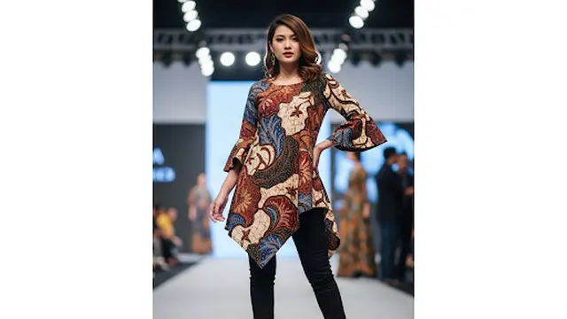 Baju Batik Asimetris Lengan Lonceng