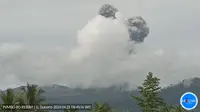 Gunung Dukono di Halmahera mengalami erupsi pada Selasa pagi (23/4/2024), pukul 09.41 WIT. (Liputan6.com/ Dok PVMBG)