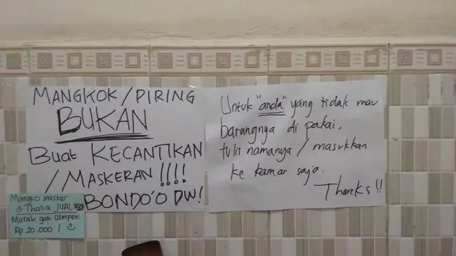 6 Peringatan di Kos Putri Ini Bikin Senyum Tipis, Kocak