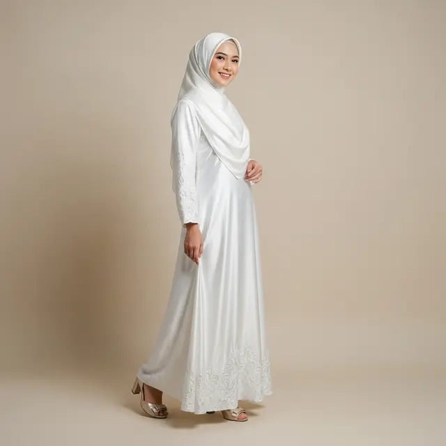 Gamis Warna Cloud Dancer Pantone 2026 untuk Lebaran