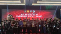 Menteri Hukum, dan Hak Asasi Manusia (Menkumham) Yasonna Laoly dalam acara Paralegal Justice Award, di Hotel Discovery, Ancol Jakarta Utara, Kamis (1/6/2023). (Foto: Winda Nelfira/Liputan6.com).