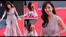 Aktris Han Ji Min akhirnya hanya dapat menahan tawa malunya ketika ia terjatuh di atas karpet merah saat menghadiri Korea Drama Awards 2012 pada tanggal 2 Oktober 2012 lalu (Istimewa)