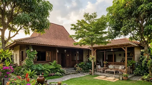 Rumah Sederhana dengan Halaman Berbentuk L