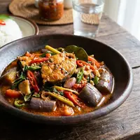 Resep Ikan Tongkol Bumbu Tomat dan Terong (AI Generated)