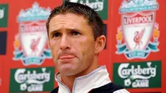 New Liverpool signing Robbie Keane gives a press conference at the club's Melwood training complex, in Liverpool, north-west England, on July 29, 2008. AFP PHOTO / ANDREW YATES