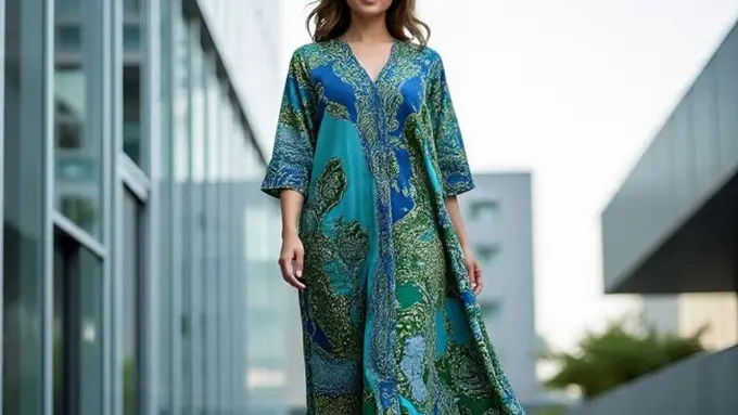 Ilustrasi Model Tunik untuk Samarkan Perut Buncit (Sumber Gambar: Meta AI)