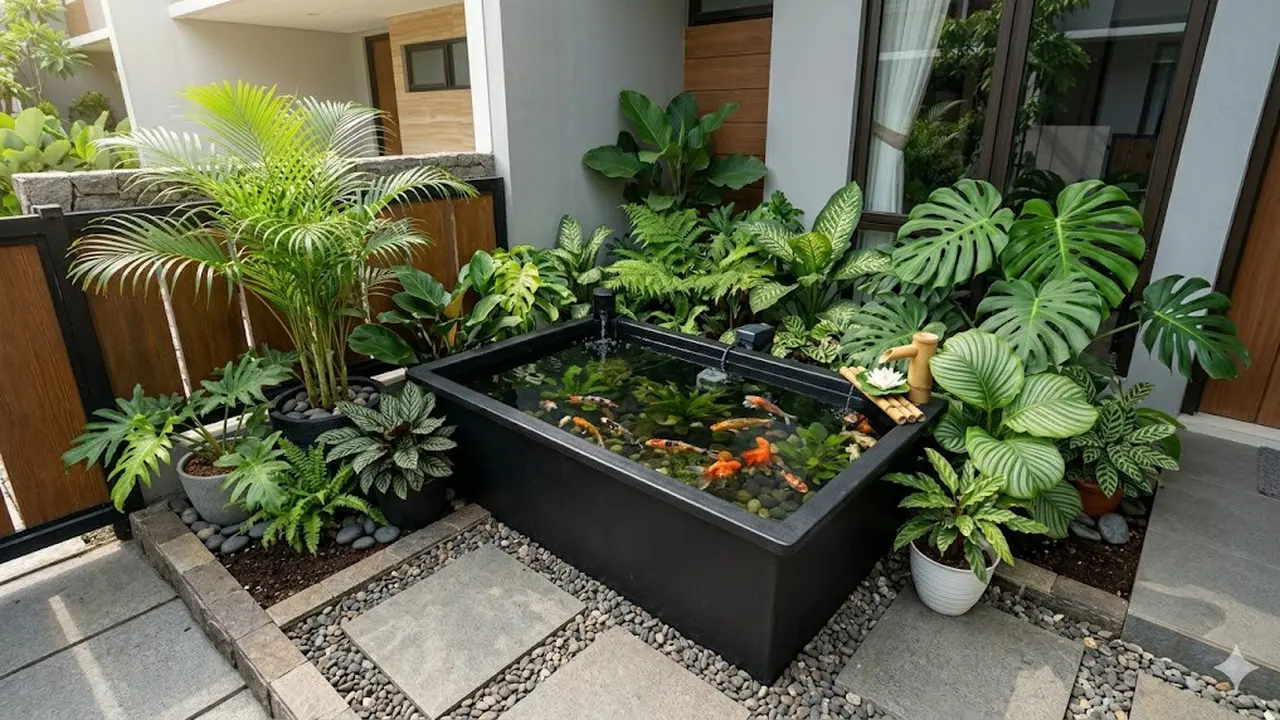 Kolam Ikan Mini di Sudut Halaman Tanpa Menggali Tanah