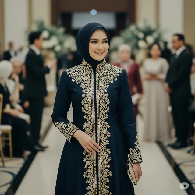 Model Baju Kondangan Gamis Elegan 2025. Foto: Gemini