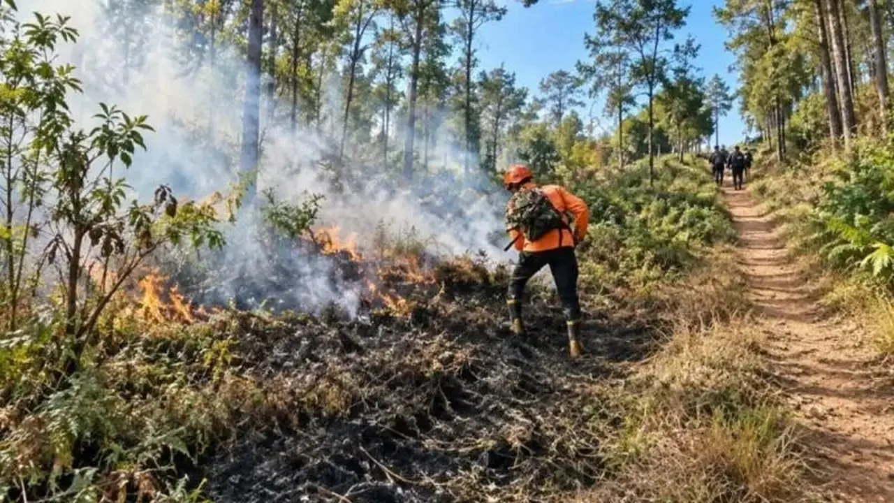Karhutla Bromo Berjarak 3 Kilometer Dari Permukiman Warga, BPBD Lumajang Buat Sekat Api