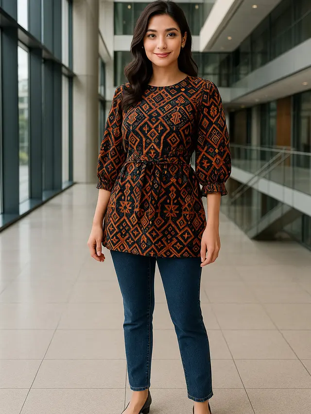 Tunik Batik Lengan Serut yang Stylish dan Kekinian