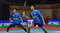 Ganda putra Indonesia, Fajar Alfian/Muhammad Rian Ardianto, bertarung melawan sesama penghuni Cipayung, Muhammad Shohibul Fikri/Bagas Maulana, pada 16 besar India Open 2023, di Indra Gandhi Arena, Kamis (19/1/2023), (PBSI)