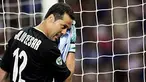 Kiper Inter Milan, Julio Cesar plays berlaga dalam lanjutan Serie A menghadapi Siena di San Siro, Milan 17 Mei 2009. AFP PHOTO/Filippo MONTEFORTE