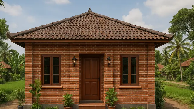 Rumah dengan Bata Tempel/ Ilustrasi gambar oleh AI