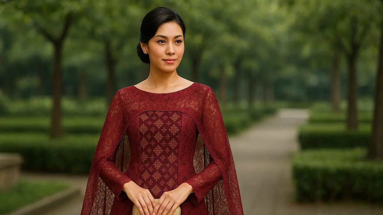 Model Dress Batik Kombinasi Brokat Lengan Panjang, Anggun untuk Acara Resmi dan Kondangan