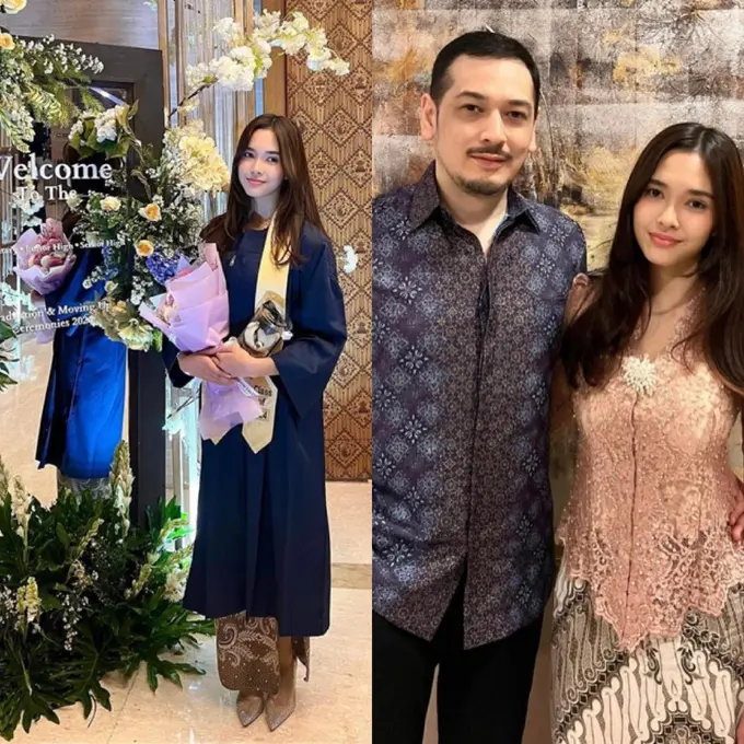 Chanella Leslie Putri Sambung Cut Tari saat wisuda