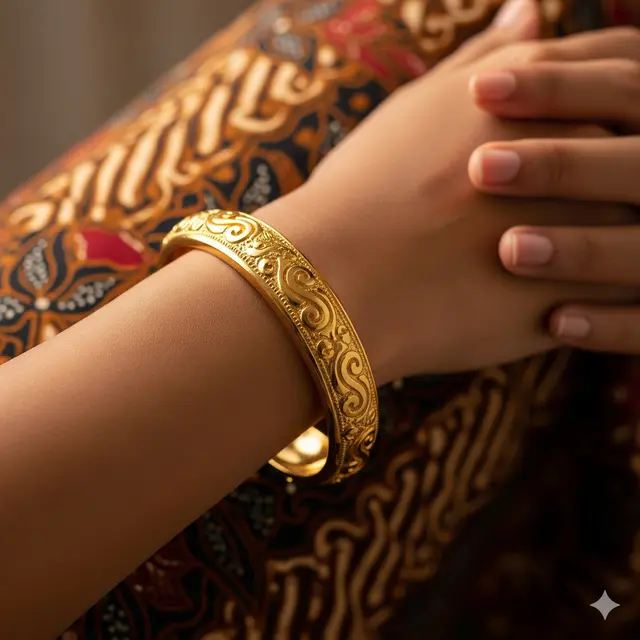 Model Gelang Emas 23 Karat 15 Gram dengan Motif Klasik