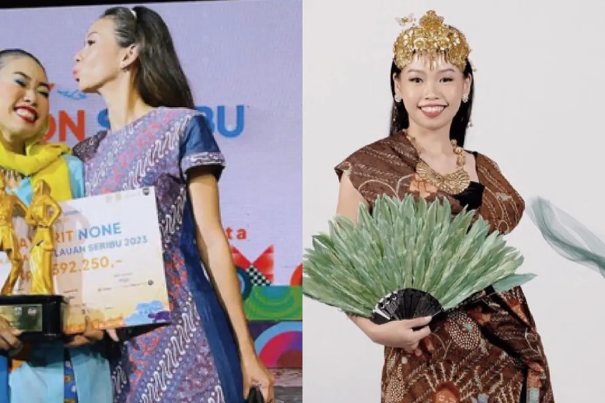Reina, adik Yuki Kato saat meraih juara Favorit Abang None Kepulauan Seribu