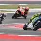 Valentino Rossi berharap terdepan di Sirkuit Aragon (ALBERTO PIZZOLI / AFP)