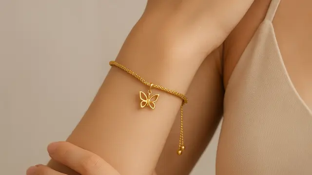 Model Gelang Emas 2 Gram 16 Karat Motif Bunga dan Kupu-Kupu/Ilustrasi AI