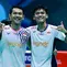 Ganda putra Indonesia Fajar Alfian/Muhammad Shohibul Fikri mengalahkan&nbsp;wakil&nbsp;tuan rumah Liang Wei Keng/Wang Chang 21-19 dan 21-17 pada semifinal&nbsp;China Open 2025 di Olympic Sports Center Gymnasium, Changzhou, Sabtu (26/7). (foto: PBSI)