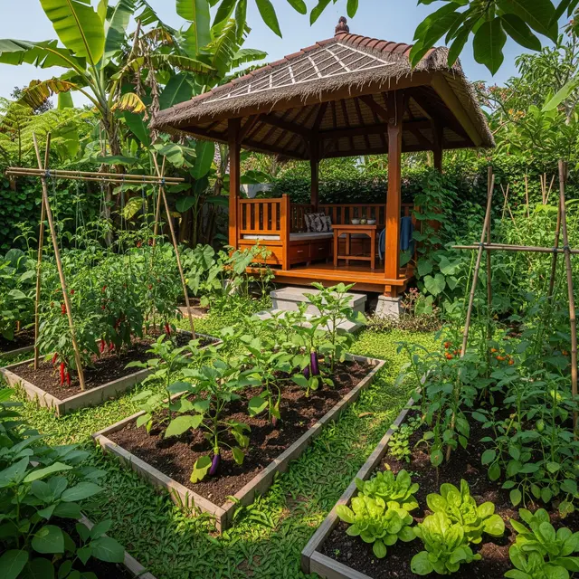 Cara Membuat Gazebo di Kebun Sayur Sempit (AI)