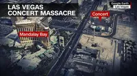 Lokasi penembakan massal Las Vegas di Amerika Serikat. (Google Earth)