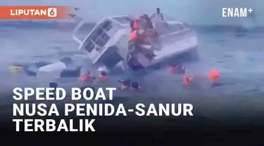 Insiden kapal terbalik dialami armada Kebo Iwa Express pada Selasa (3/1/2023) petang. Kapal cepat rute Nusa Penida-Sanur, Bali alami kebocoran dalam perjalanan. Sebanyak 23 penumpang dan 6 ABK menyelamatkan diri dengan pelampung.