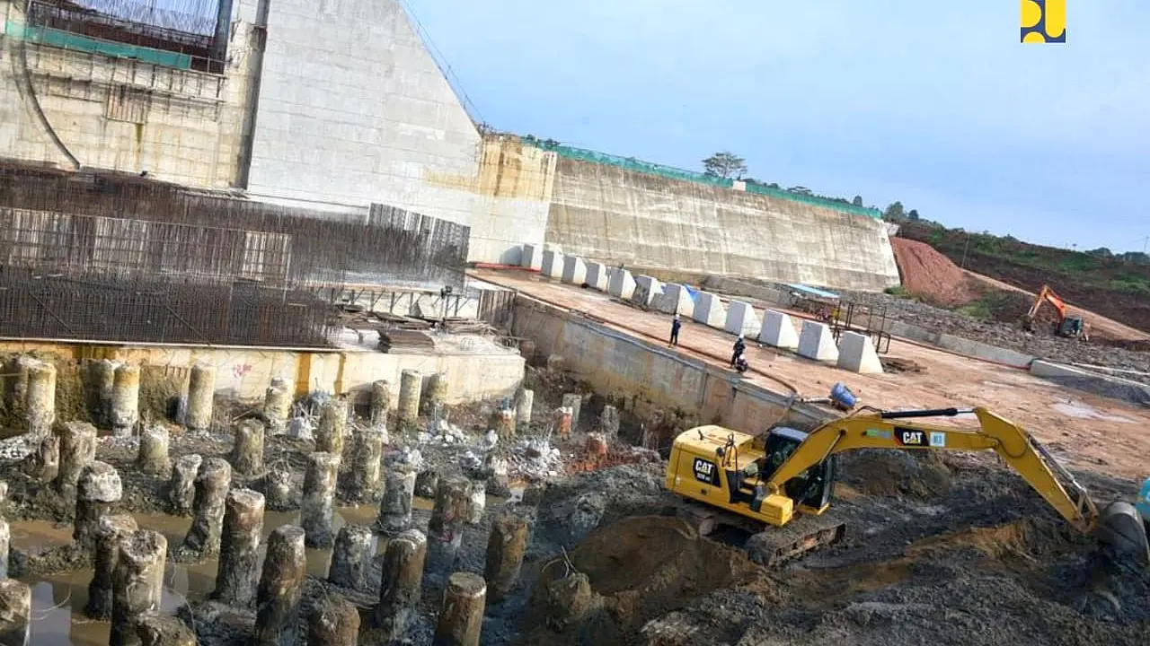 Pembangunan bendungan Margatiga yang berada di Kabupaten Lampung Timur, Lampung. (Dok Kementerian PUPR)