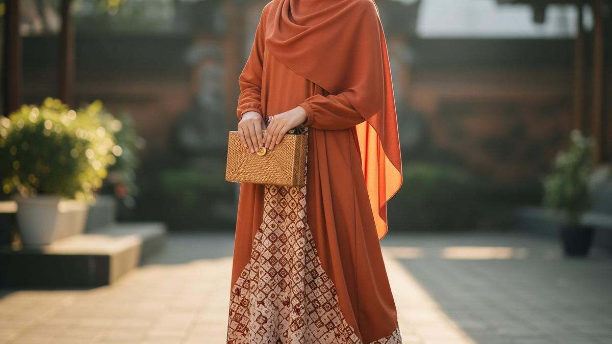 Ide Gaya Hijab-Long Dress Earthy &amp; Netral, Simpel tapi Tetap Menawan