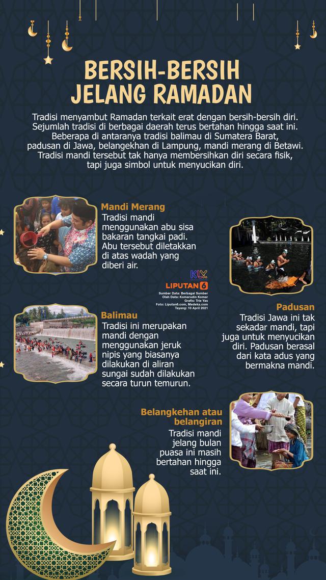 Infografis Sejumlah daerah memiliki tradisi 'bersih-bersih diri' dengan cara mandi menyambut Ramadan (dok. Liputan6.com/Tri Yasni)