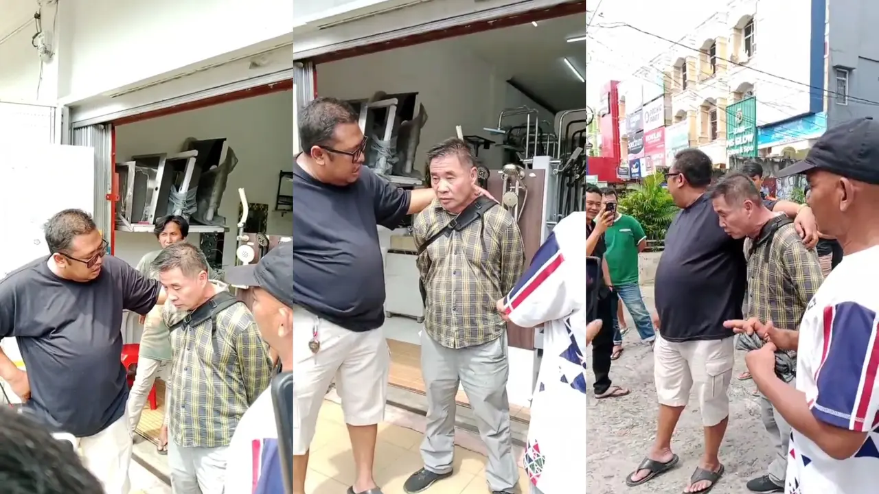 Tangkapan layar video rekaman warga saat mengamankan WNA China yang diduga menjual emas palsu sebelum akhirnya diserahkan ke polisi. Foto : (Istimewa).