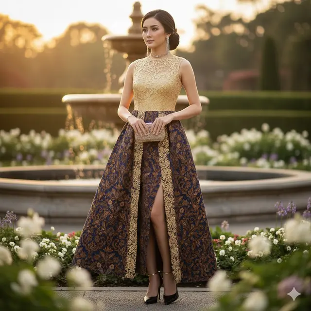 7 Model Dress Batik Brokat Tanpa Lengan untuk Look Simpel tapi Mewah, Tampilan Anggun di Segala Kesempatan