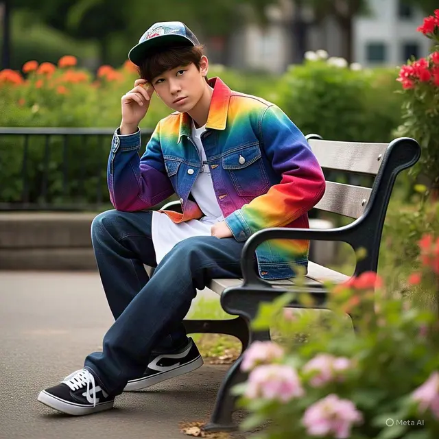 Rainbow Gradient Denim Jacket