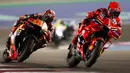 Gelar juara di Grand Prix MotoGP Qatar 2025 sekaligus membayar hasil buruk yang didapat Marc Marquez saat balapan Amerika Serikat. (Karim JAAFAR/AFP)