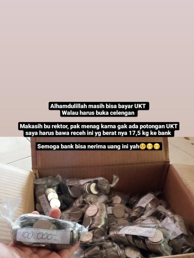 Viral, Mahasiswa Bayar UKT Pakai Uang Receh Ini Sempat Ditolak Bank