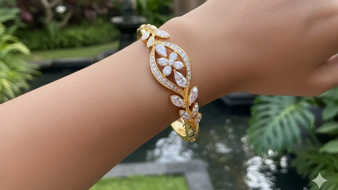 Gelang Emas Kombinasi Berlian