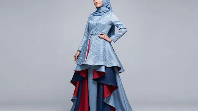 Gamis Ceruty Brukat Timbul Layered
